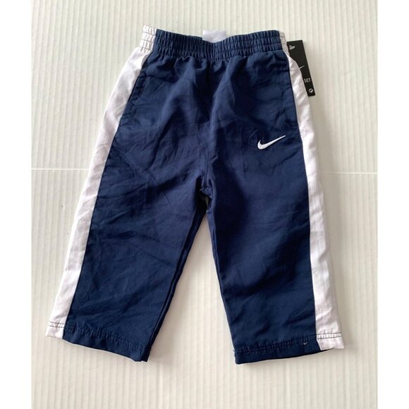 New Nike Boys Infant Baby Size 12 Months Navy Blue Sweat Pants Track Nylon Mesh - Picture 1 of 5
